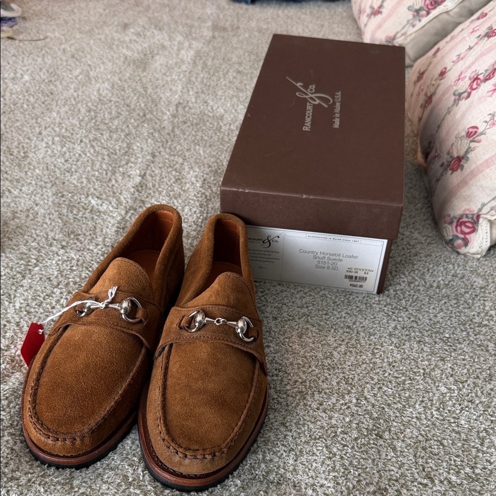 Elegant Tan Suede Loafers with Silver Accents